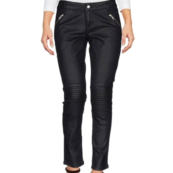 McQ by Alexander McQueen Black Coated Moto Pants